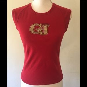 Guess red sleeveless shirt large 100% cotton
